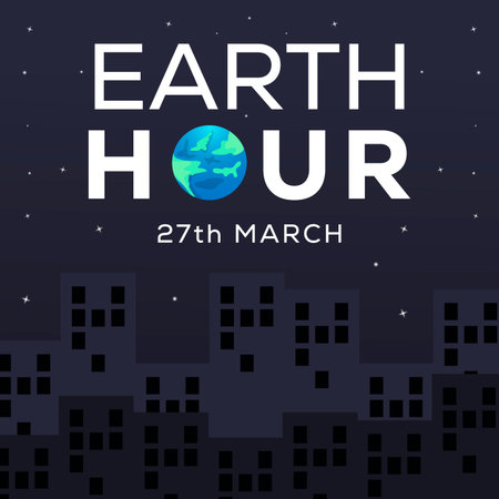 illustration for happy earth hour in flat design styleのイラスト素材