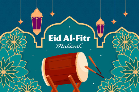 background illustration for celebrate eid al fitr mubarakのイラスト素材