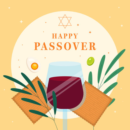 flat illustration design for celebrate jewish passover