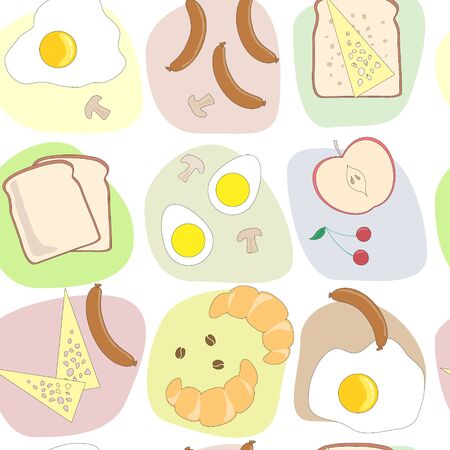 breakfast table seamless pattern のイラスト素材