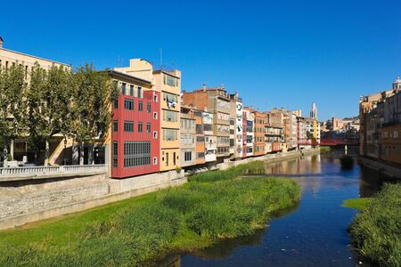 view of the riverside in Gironaの写真素材