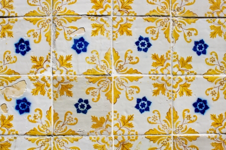 Traditional portuguese azulejos on a wall in Portoの写真素材