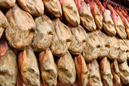 jamon at the Central Market  Mercado Central  in Valenciaの写真素材