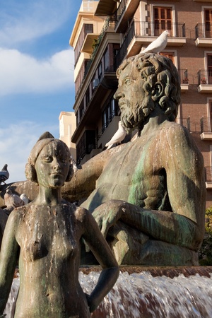 Turia Fountain in Valencia, Spainの写真素材