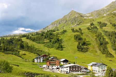OBERTAUERN, AUSTRIA - JULY 2  Hotels and guesthouses at the resort in austrian Alps on July 2, 2013  Austria is famous for recreational mountain resorts のeditorial素材