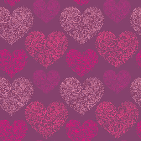 Ornamental lace hearts seamless patternのイラスト素材