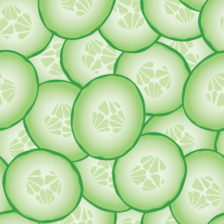 Fresh sliced cucumbers. Vector seamless pattern eps10.のイラスト素材