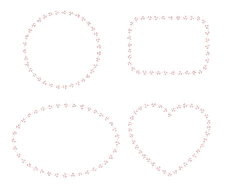 Set of 4 frames made of clover leaves isolated over white background. Romantic design for weddings, cards, invitations. Vector illustration, eps10.のイラスト素材