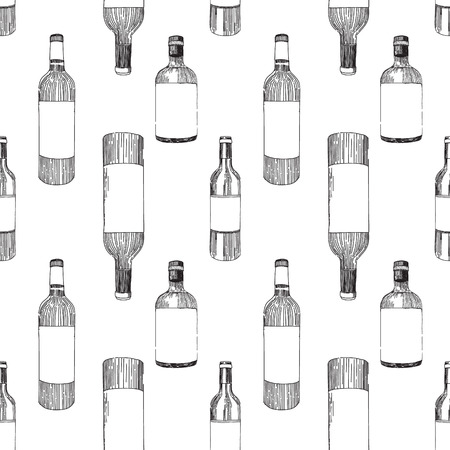 Seamless pattern of wine bottlesのイラスト素材