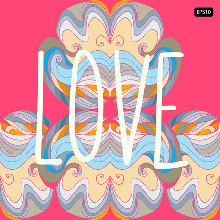 pink background with ornament and the inscription \"Love\". Card, picture-in blogのイラスト素材