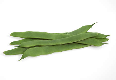 French Bean called Coco Plat, phaseolus vulgaris, Vegetable against White Backgroundの写真素材
