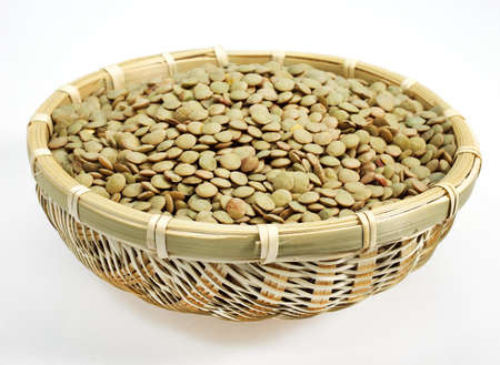 French Lentils called Saint Flour Blond Lentils, lens esculenta against White Background