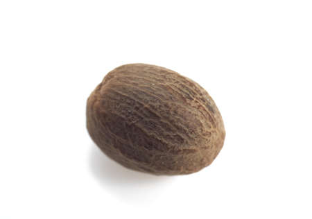 Nutmeg, myristica fragrans against White Background