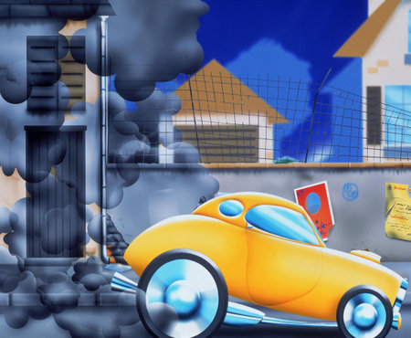 CAR IN CITY, IMAGES SYMBOLIZING POLLUTIONの写真素材