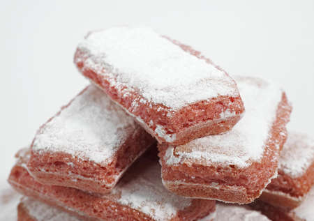 Biscuit Rose de Reims, Pink Biscuit found in French cuisine, It is customary to dip the biscuit in champagneの写真素材