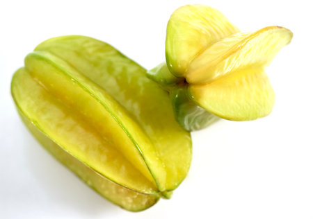 Carambola Star Fruit, averrhoa carambola, Fruit against White Backgroundの写真素材
