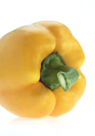 Sweet Yellow Pepper, capsicum annuum against White Background