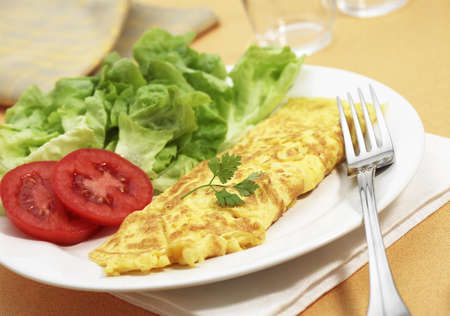 Omelette with Salad and Tomatoの写真素材