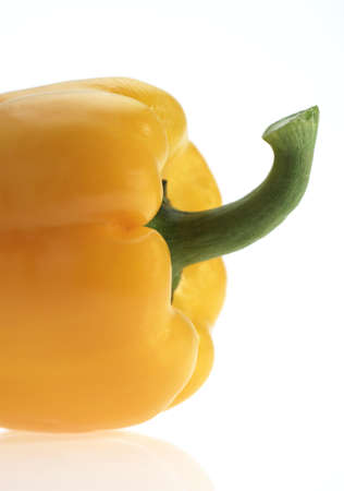 Sweet Yellow Pepper, capsicum annuum, against White Background