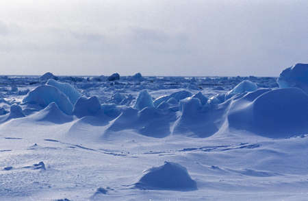 ST LAURENT BAY COVERED BY ICE AND SNOW, QUEBEC IN CANADA