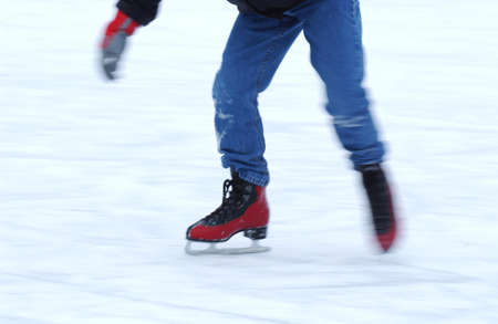 Ice Skating, Ice Rink near City Hall in Parisの写真素材