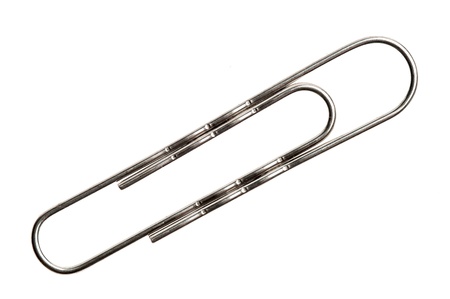 Single shiny paper clip close up の写真素材