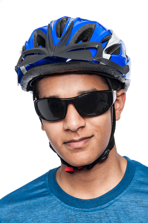 Saftey wear for cycling. Shot in studio on white background.の写真素材