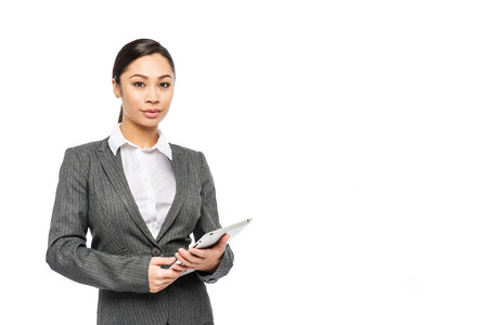 Smart mixed race chinese Asian woman in business suit.の写真素材