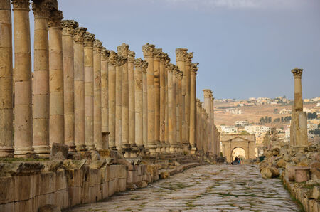A view north along the Cardo from the South Tetrapylon to the North Tetrapylon  Jerash, Jordan 