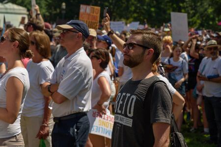 Saturday, June 30, 2018 - Washington, DC - Thousands of protesters gathered in Lafayette Square near The White House in Washington, DC for the Families Belong Together Rally to protest the Trump Administration's policies of separating the children of asylのeditorial素材