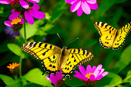 Butterfly on flower in the garden. Colorful background.の素材
