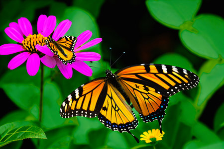 Butterfly on flower in garden. (Common tiger butterfly)の素材
