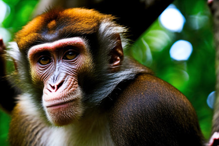 Portrait of a macaque monkey in the jungle, Thailand.の素材