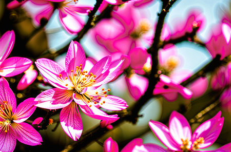 cherry blossom in spring, pink sakura flowers on treeの素材