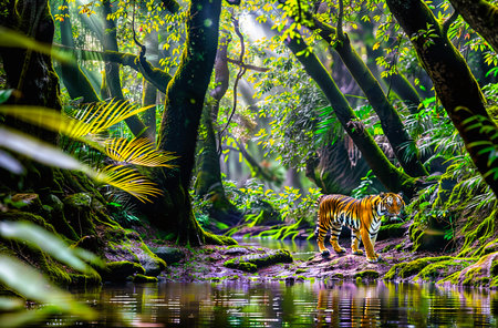 Bengal Tiger in the jungle of Borneo, Malaysiaの素材