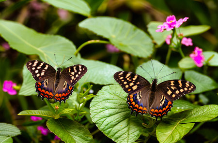 Butterflies mating in the botanical garden of Kuala Lumpur, Malaysiaの素材