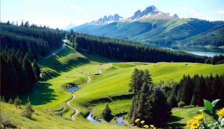 Alpine landscape in the Dolomites, South Tyrol, Italyの素材