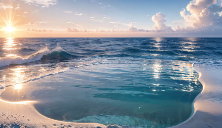 Beautiful seascape at sunset. Panoramic view.の素材