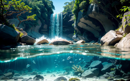 Tropical waterfall in deep forest. Waterfall in Thailand.の素材