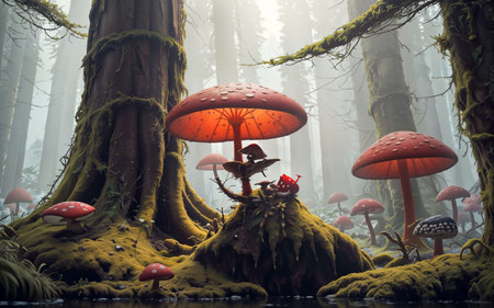 Enchanted Amanita Muscaria Forest: A Fungal Wonderlandの素材