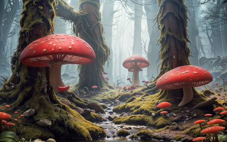 Enchanted Amanita Muscaria Forest: A Fungal Wonderlandの素材