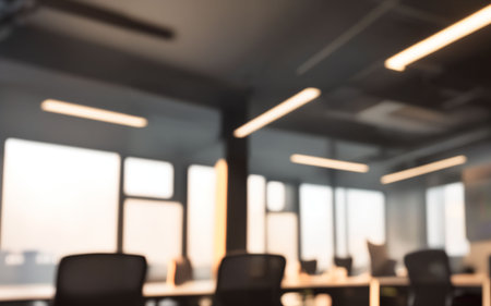 Blurred image of modern meeting room interior for background usage, business conceptの素材