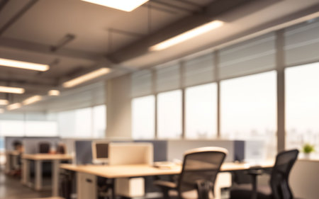 Blurred image of modern office interior for background usage. Abstract background.の素材
