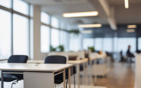 Blurred image of modern meeting room with business people in the backgroundの素材