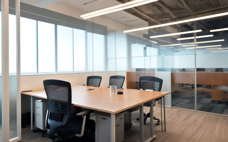 Empty meeting room in modern office. Workplace and lifestyle concept.の素材