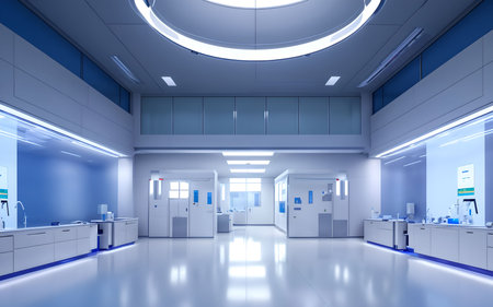 Interior of a modern hospital room. 3d rendering toned imageの素材