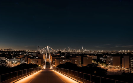 Night view of the city of Kuala Lumpur, Malaysia from a pedestrian bridgeの素材