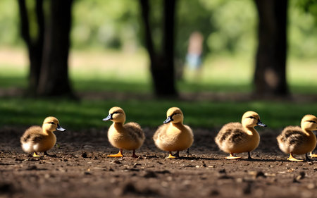 ducks on the grass in the park, beautiful photo digital pictureの素材