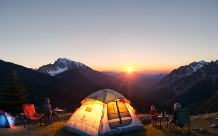 Camping High in the Majestic Mountainsの素材