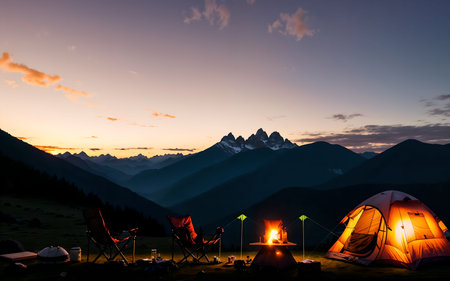 Camping High in the Majestic Mountainsの素材